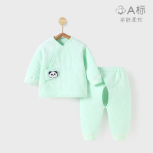 新生儿保暖内衣套装秋冬纯棉婴儿和尚服长袖宝宝三层夹棉分体套装