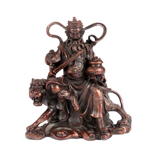 Brass Wu Caishen Zhao Gongming statue Zhao Gongming riding a tiger statue Wu Caishen enshrines large Marshal Zhao Buddha statue ornaments