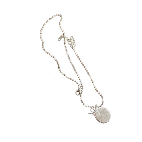 Han-style silver butterfly knot engraved silver pendant baby full moon necklace anti-lost laser necklace birthday gift full moon gift