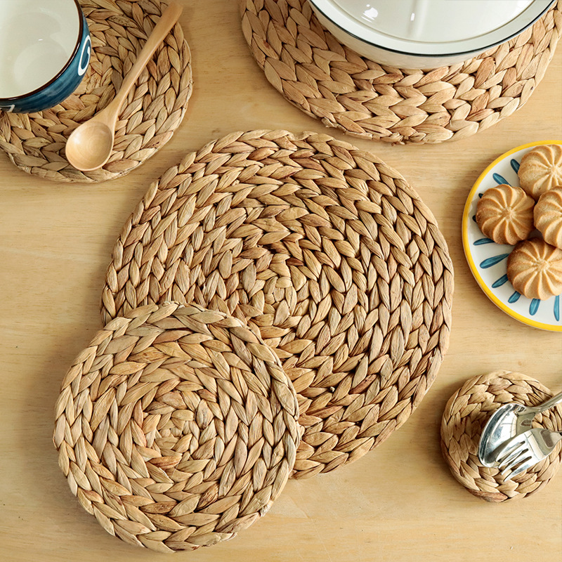 Alfombra de paja estilo japonés posavasos ceremonia del té tetera creativa estera de aislamiento del hogar antideslizante mantel individual