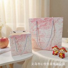 正方形大理石纹手提袋轻奢质感大容量礼物包纸装百搭礼品袋工业风