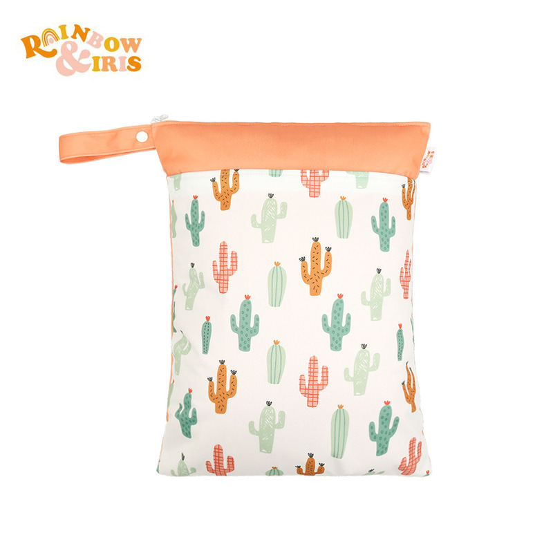 Amazon Hot Sale Nordic Ins Style Cactus Printed Double Layer Zipper Waterproof Storage Bag Large Capacity Children's Room