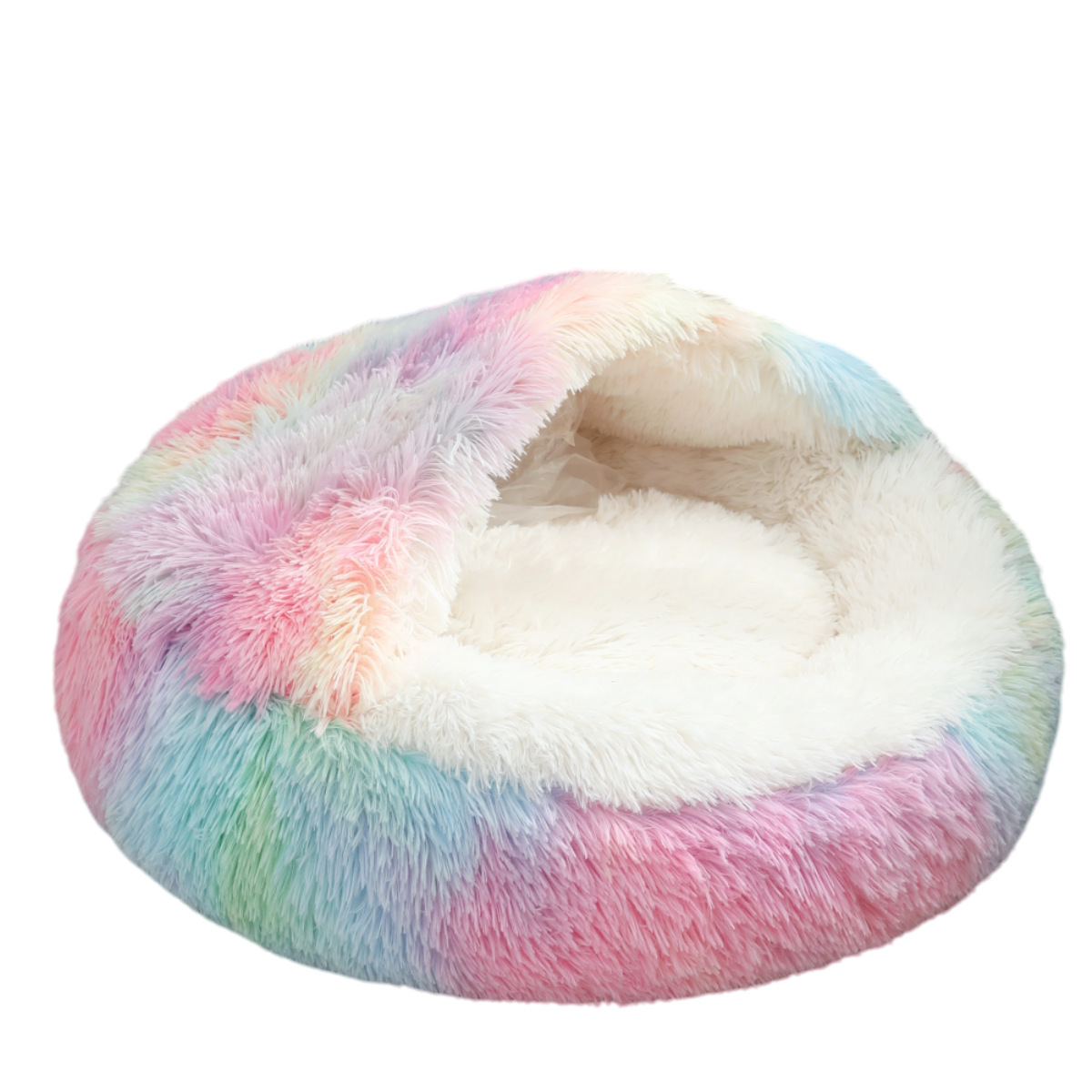 Nido para gatos Casa cálida de invierno semicerrada Villa para gatos Nido cubierto de felpa Nido semi-cubierto de doble uso para cuatro estaciones