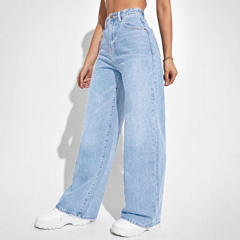 Jeans Rectos para Mujer de Algodón, Cintura Alta, Elásticos, para Uso Diario image 5
