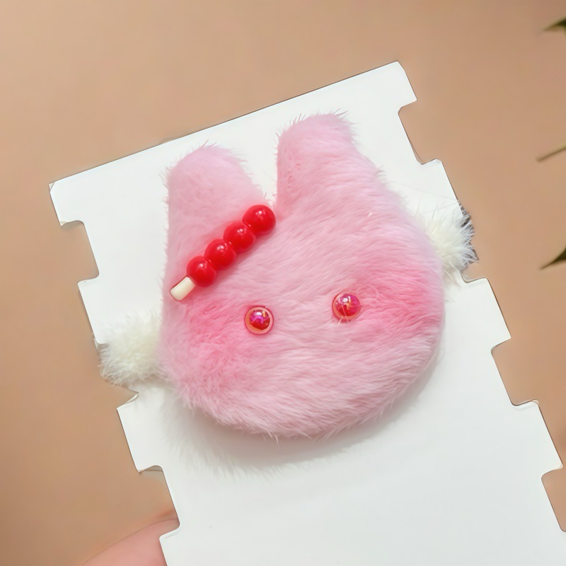 Niños de paja de dibujos animados peluche clip para el cabello adorable bebé blush conejo cuerdas de cabello lateral clip para el cabello