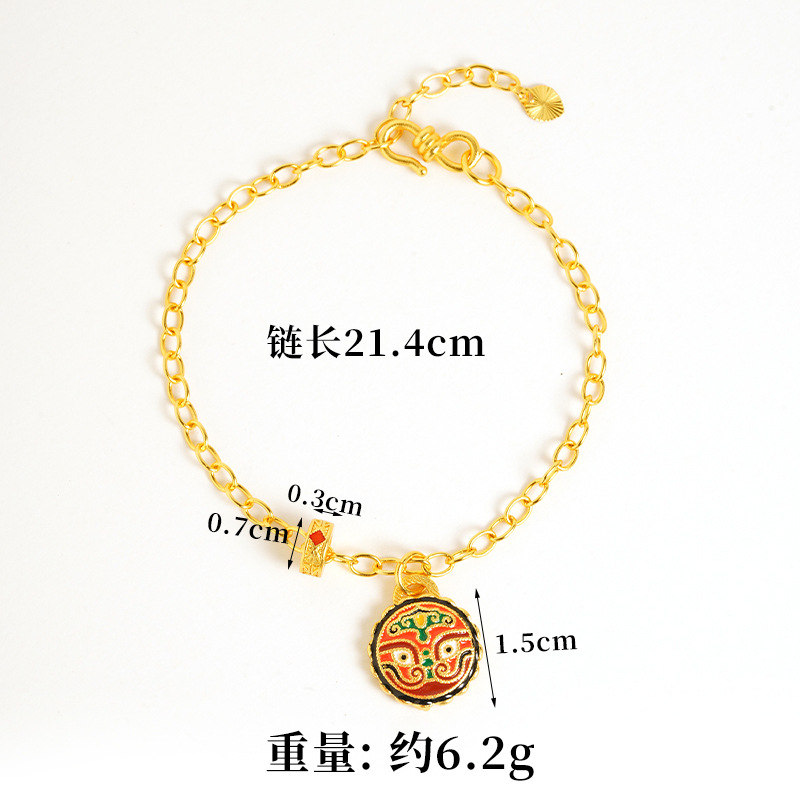 Gufasha esmalte de oro de color nacional de moda engullir oro Rui Bestia quemado azul pulsera de tallado de doble cara ligero lujo joyas no se desvanecen