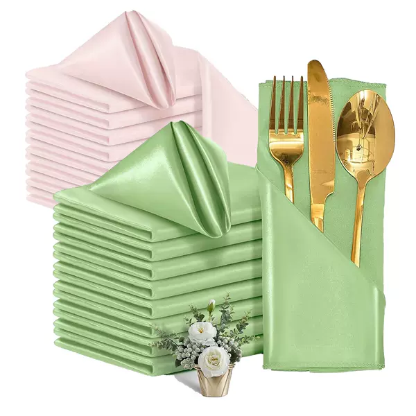 Satin Napkin Cloth Silks and Satins Polyester Smooth Hotel Luxury Table Decoration Wedding Christmas Wholesale Cross-Border Cloth
