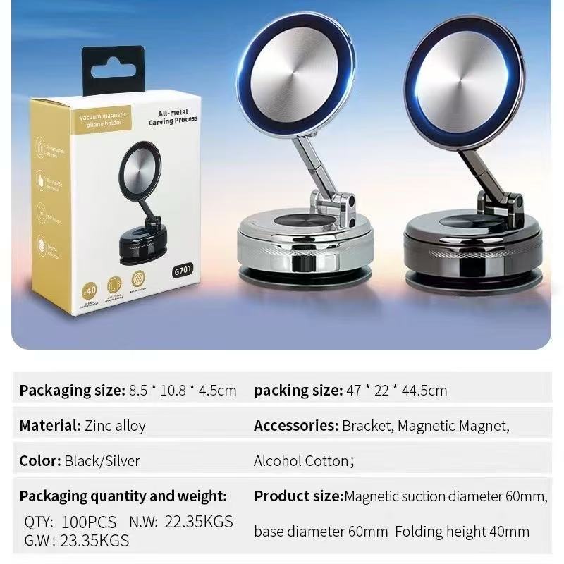 Factory Supplies Metal Car-Mounted Suction Cup Phone Holder, Rotatable and Foldable, Vacuum-Adhesive Car Mount for Dashboard