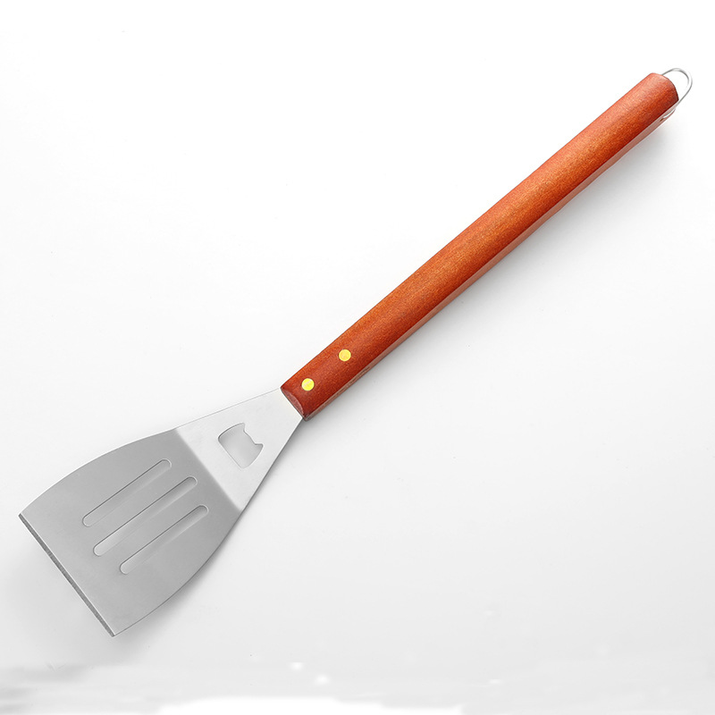 Juego de Parrilla para Barbacoa de Acero Inoxidable, Portátil, con Estuche de Plástico y Mango de Madera, 18 Piezas, para Acampar al Aire Libre