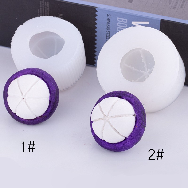 Mangosteen artificial silicona molde DIY hecho a mano jabón aromaterapia vela fondant chocolate hornear decoración Accesorios