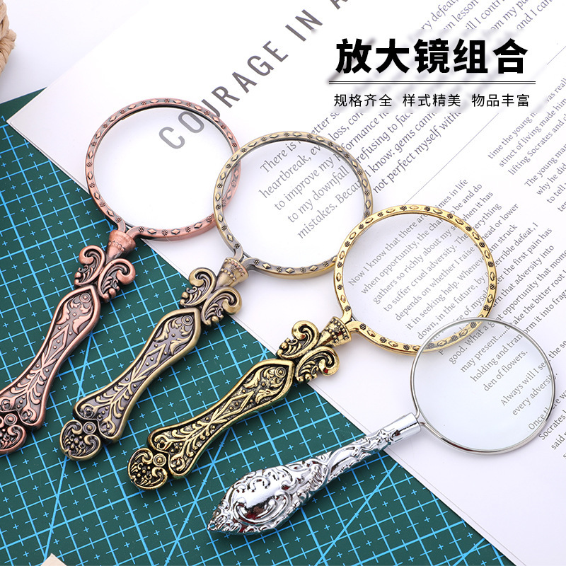 厂家批发复古放大镜高倍高清放大镜便携手持聚光放大镜阅读鉴赏