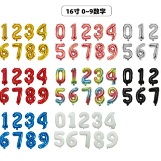 批发16寸32寸40寸数字opp袋独立包装生日布置装饰铝膜气球
