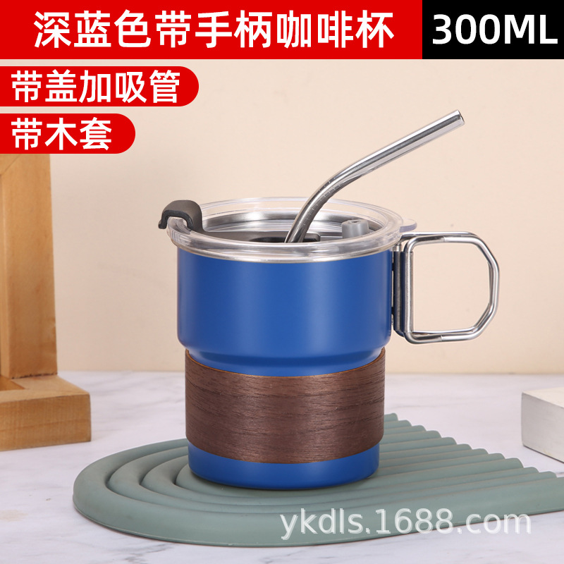 Taza de escalón de una sola capa para exteriores Taza de café de acero inoxidable 304 ins Vaso de cerveza de camping de borde rizado conveniente de alto valor