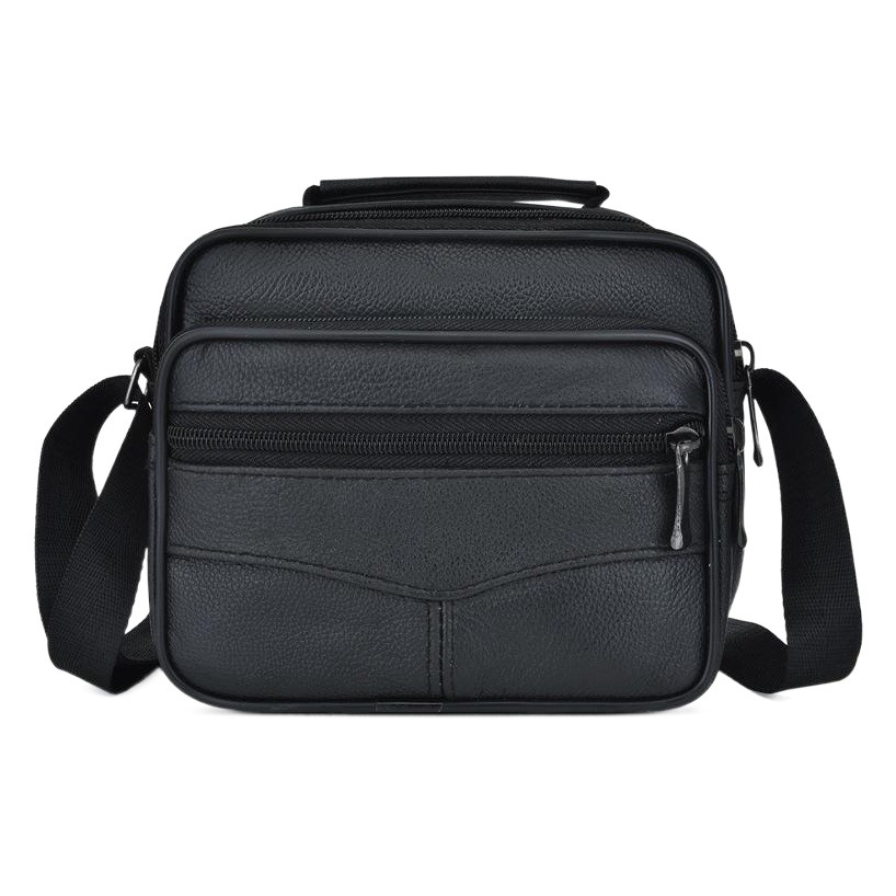 Cross-border Men's Shoulder Bag Solid Color Cowhide Handbag Multi-functional Casual Trendy Men's Bag Crossbody Shoulder Bag Factory Batch