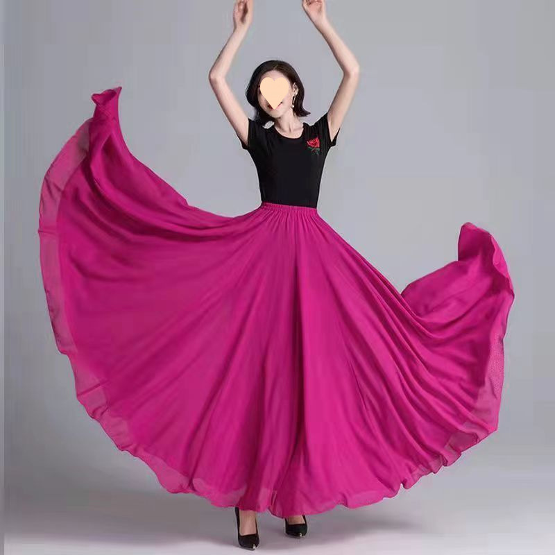 720 degree large swing dance skirt double layer chiffon drape…