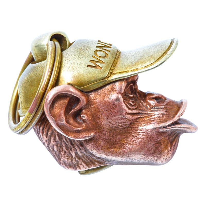Orangutan Pendant Brass Vintage Keychain Monkey Animal Bag Charm Couple Fun Personalized Necklace Accessory