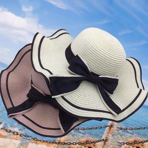 Straw Hat Girl Summer Beach Vacation Cute Sun Protection Wide Brim Korean Style Cooling Hat Famous Sun Hat