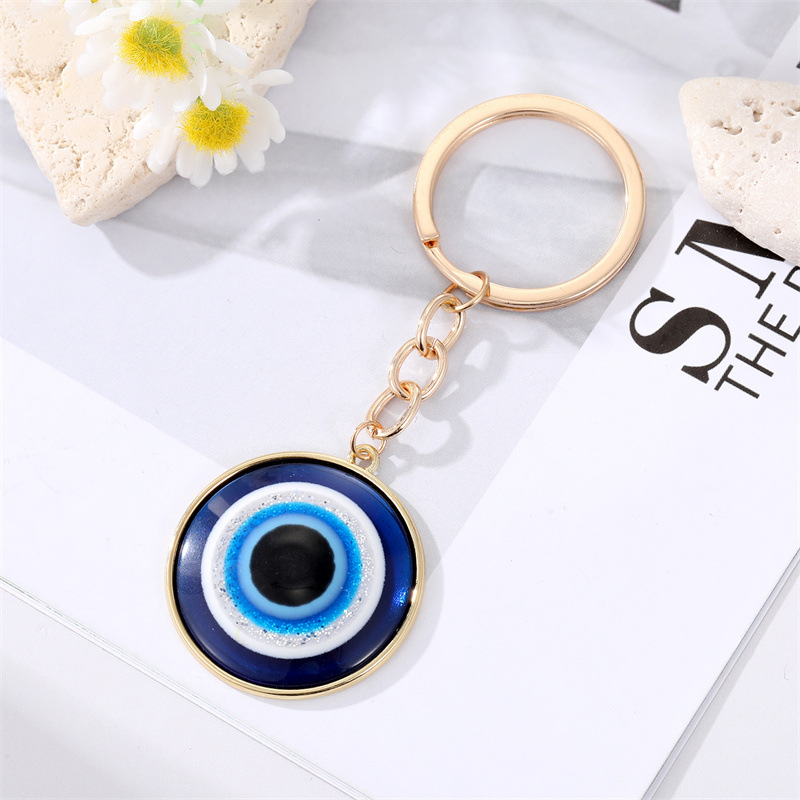 Fashion Alloy Inlaid Eye Shaped Keychain Gold Plated Bag Pendant Accessories display picture 2