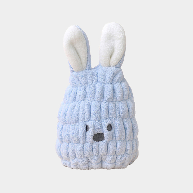 Tapa de secado de pelo lindo conejo de dibujos animados absorbente de secado rápido de coral polar ducha de pelo de los niños Toalla de pelo cerrado Toalla de secado de pelo