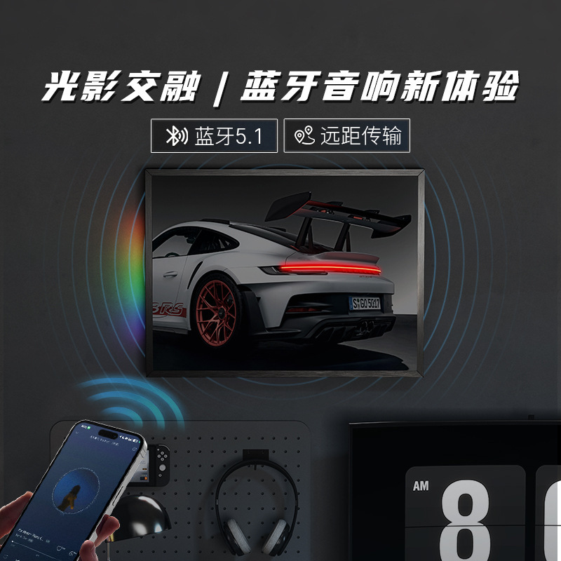 めいsu7スポーツカー発光装飾画現代シンプルな家庭寝室書斎客間電気競争高級感掛け画|undefined