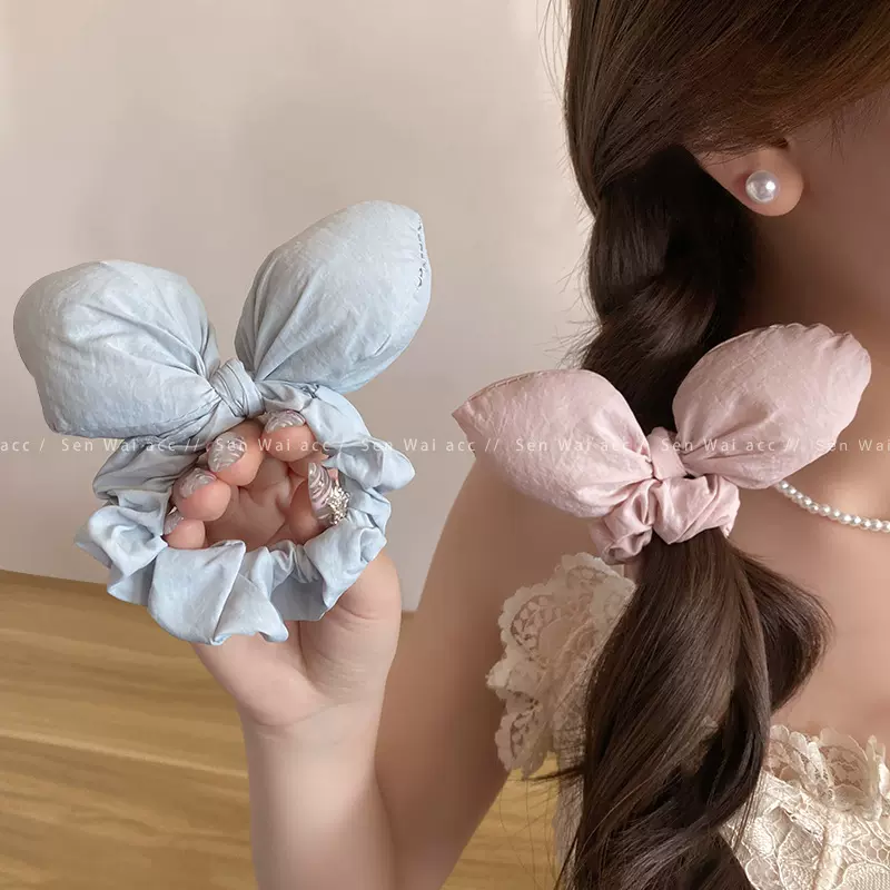 韩系立体填充兔耳朵蝴蝶结橡皮筋少女发圈甜美清新公主风发饰批发