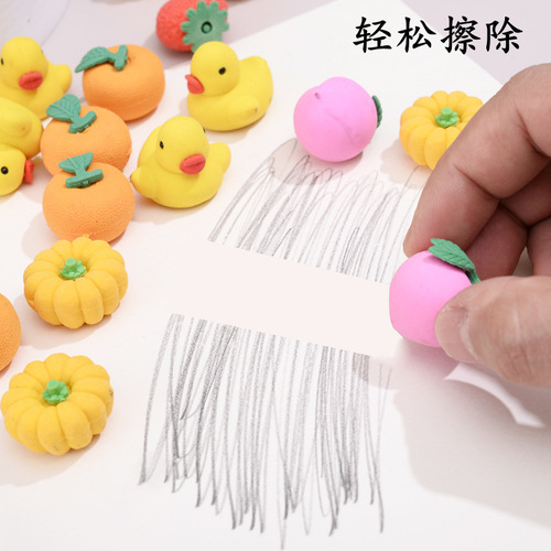 Fruit and vegetable eraser for children, primary school students, creative and cute, kindergarten starts summer season stationery rewards wholesale