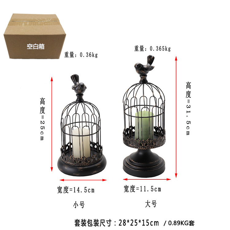 Retro simple metal vela de hierro jaula de pájaro candelabro decoración suave decoración romántica vela cena accesorios
