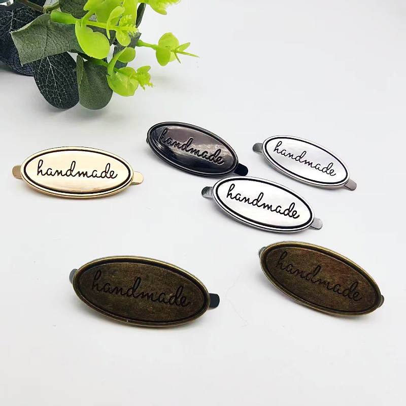 DIY Handmade Bag Decorative Buckle Oval Handmade Sign Simple Retro Letter Logo Label Luggage Hardware Accessories