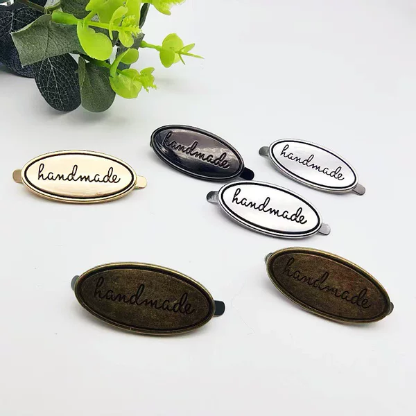 DIY Handmade Bag Decorative Buckle Oval Handmade Sign Simple Retro Letter Logo Label Luggage Hardware Accessories