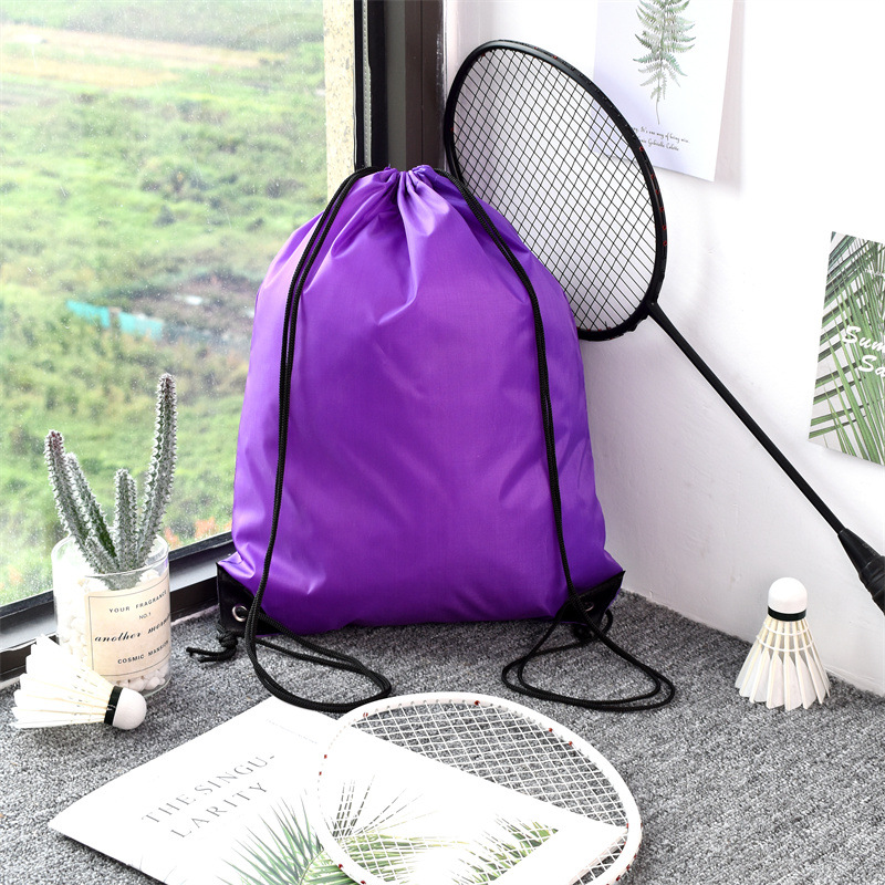 210d bolsa de cordón de poliéster Oxford mochila de cordón de tela en stock bolsa de publicidad de entrenamiento para estudiantes impresión personalizada