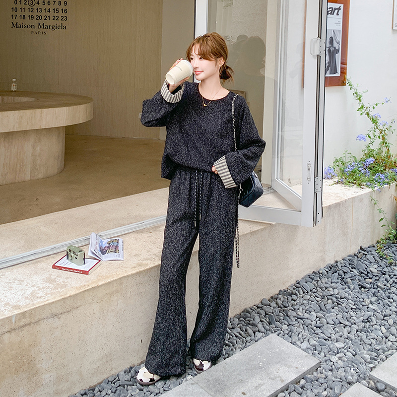 实拍秋装女2025新款时尚套装今年流行休闲宽松韩系高级独特两件套|undefined