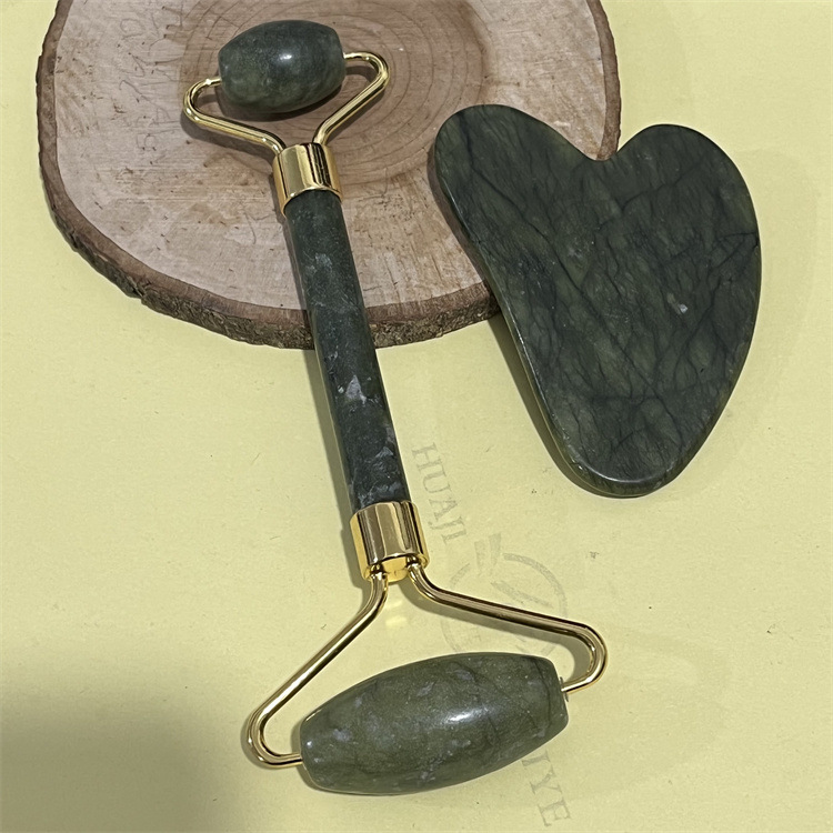 Rodillo de jade natural belleza contenedor blanco Jade raspado placa traje xiuyan Jade negro masajeador facial raspado placa