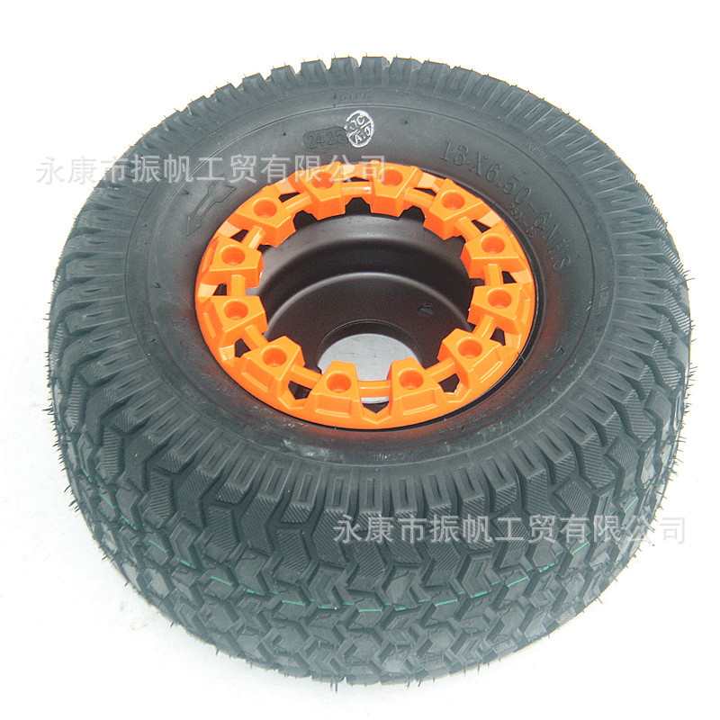 DIY Four-Wheel Beach Cart Go-Kart Parts 13X 6.5-6inch Lawn Tire Wheel Hub Assembly with Decorative Cover