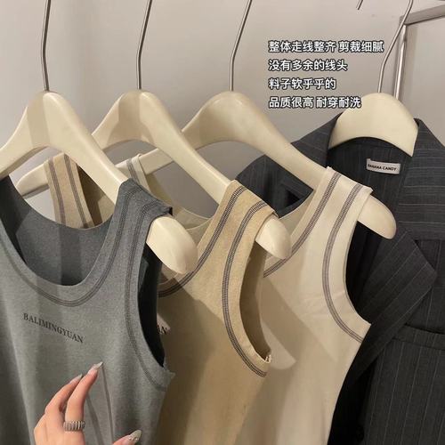 Dongdamen DeRong heated vest round neck seamless letter single layer autumn and winter high elastic base versatile women's thermal underwear