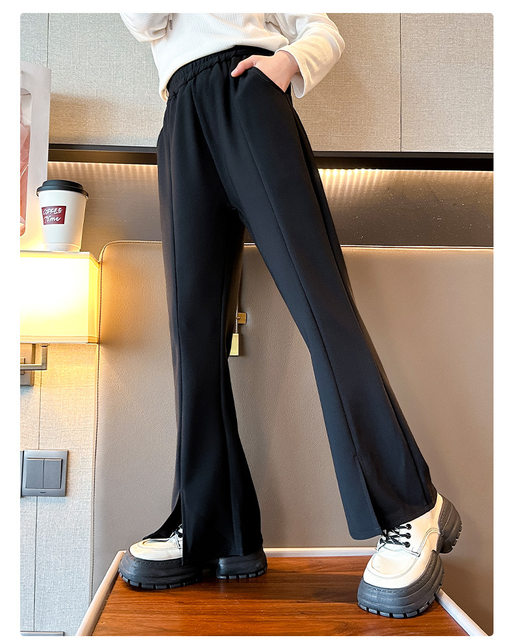 Teenage Girls Flare Pants Spring New Black Casual All-match Pants