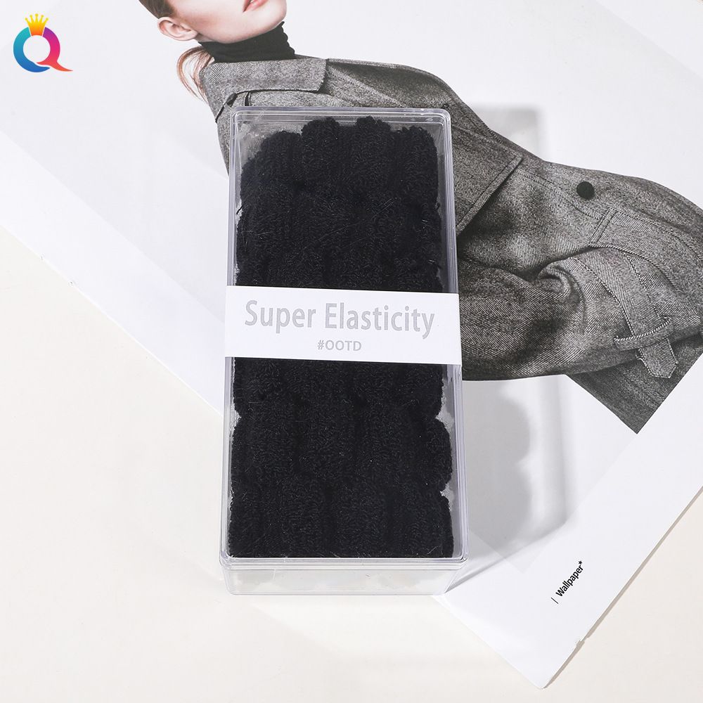 Banda para el cabello anillo de toalla elástico alto banda para el cabello sin costuras gran cabeza gruesa cuerda en caja banda de goma Simple color caramelo verano