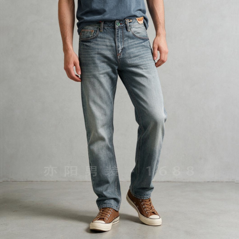 12 oz Summer Jeans, Selvedge Denim, Classic Fit, Standard Straight-Leg Denim Pants, Vintage Wash, Dark Color