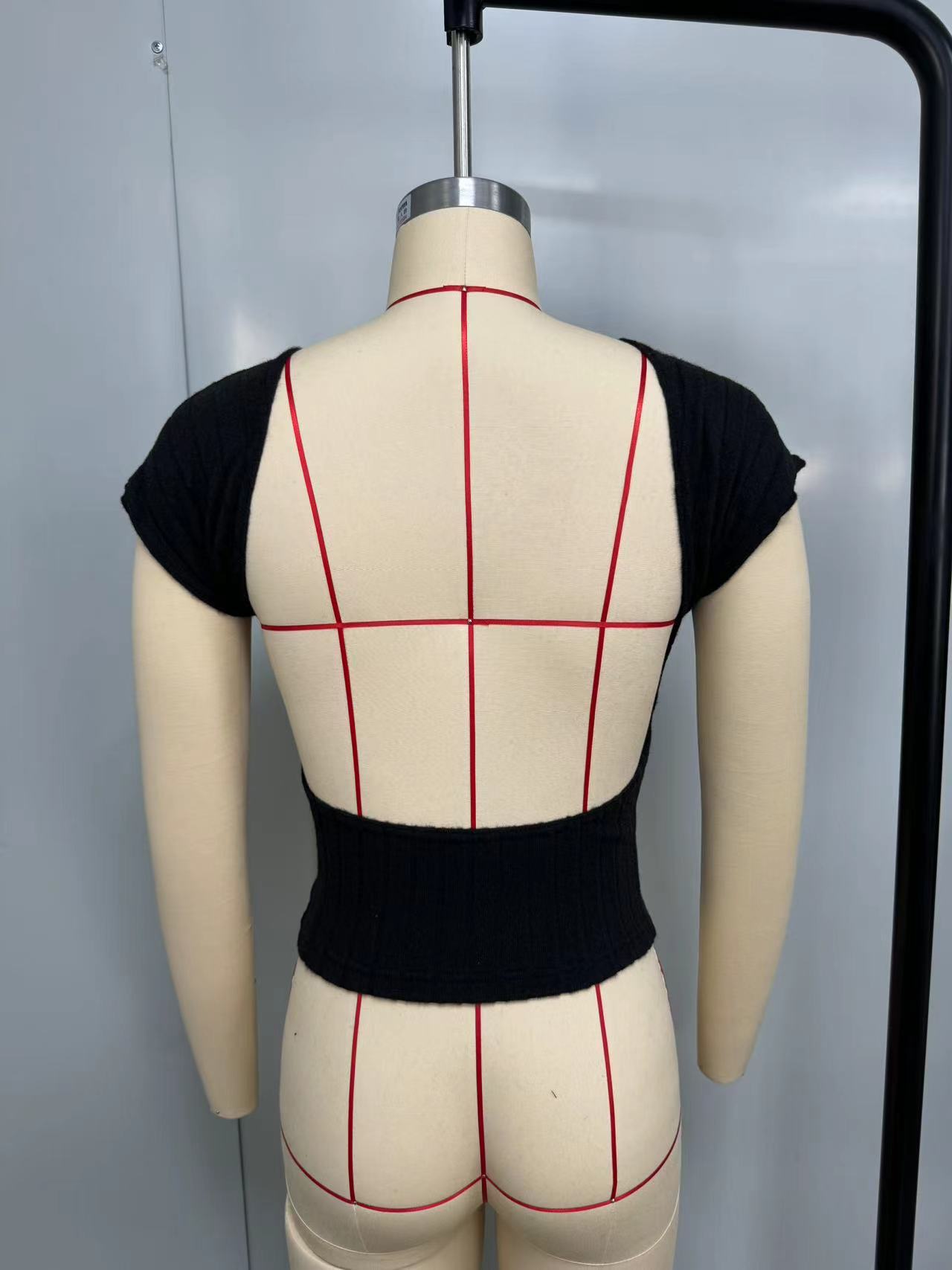 new sexy slim backless short top wide striped fleece short-sleeved T-shirt for women_senzul.com