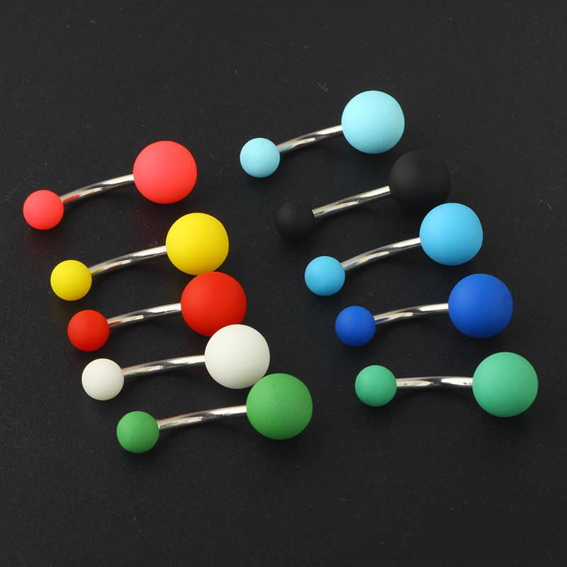 Frosted Solid Color Acrylic Belly Button Ring - Sunflower Style Multi-Color Pack detail image 7
