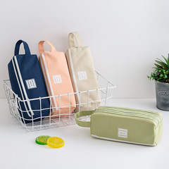 New fresh pen bag from manufacturer direct supply, creative large capacity handle double zipper pen bag for students.