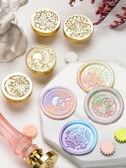 New product in March 23, Star and Moon series, fire lacquer seal, solid carved brass planet head, wholesale