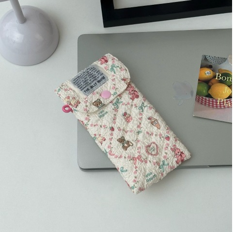 Ins漫画熊眼鏡収納バッグ綿圧壊サングラス袋携帯サングラス収納眼鏡袋布袋