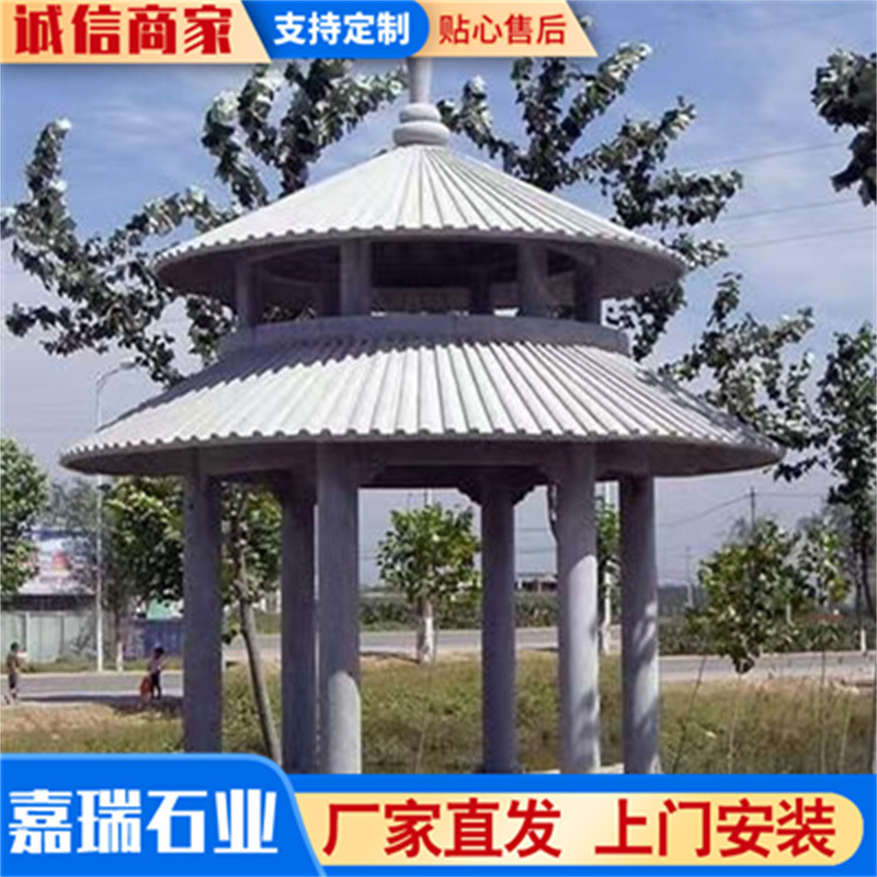 仿古做旧公园石雕长廊石雕石亭子 古建筑六角石亭子 欧式圆顶石亭