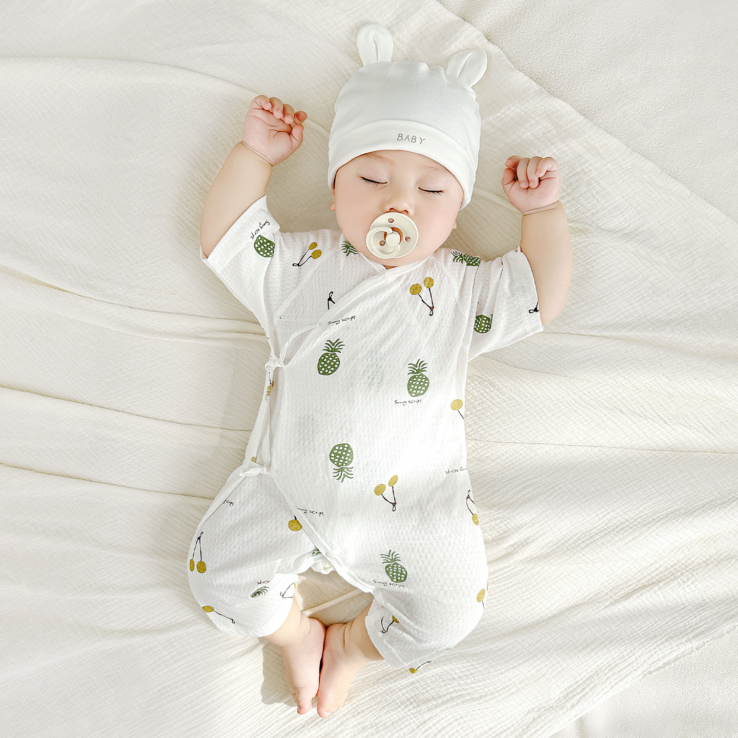 Mono de bebé verano para hombres y mujeres niños pequeños de manga corta de algodón puro monje mampara ropa de recién nacido ropa de verano para bebés