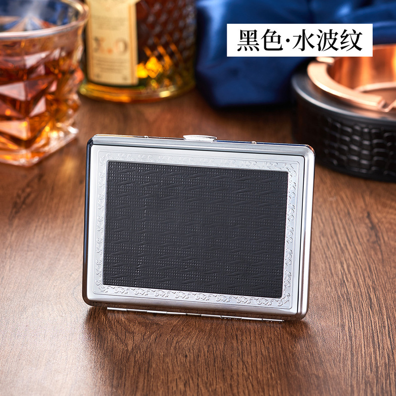 新しいタバコ箱空箱厚い中型 20 個男性ポータブルハイエンド金属革タバコホルダーレトロタバコ箱卸売|undefined
