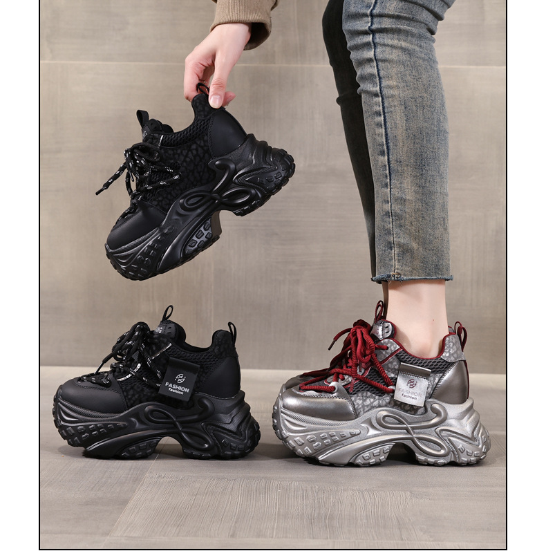 Giày sneaker nữ chunky đế dày tăng chiều cao 11cm phong cách thể thao — Angola Đỏ chi tiết 17
