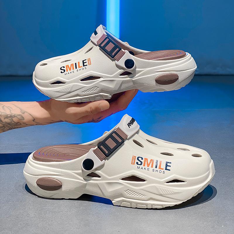 Zapatos con agujeros de verano para hombre, ropa exterior, red transpirable, zapatillas Baotou, deportes, pisando mierda, conduciendo sandalias de playa de doble uso