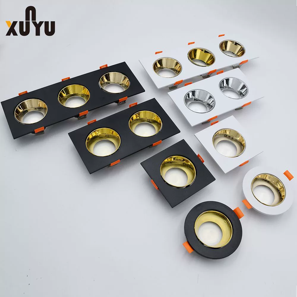 Круглый квадратный прожектор поверхностное кольцо MR16GU10 регулируемый угол прожектора встроенный пластиковый комплект корпуса потолочного светильника