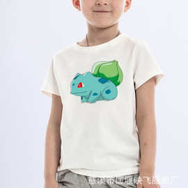 外贸工厂定制儿童纯棉圆领短袖t恤，可爱小动物来图升华印 数码印