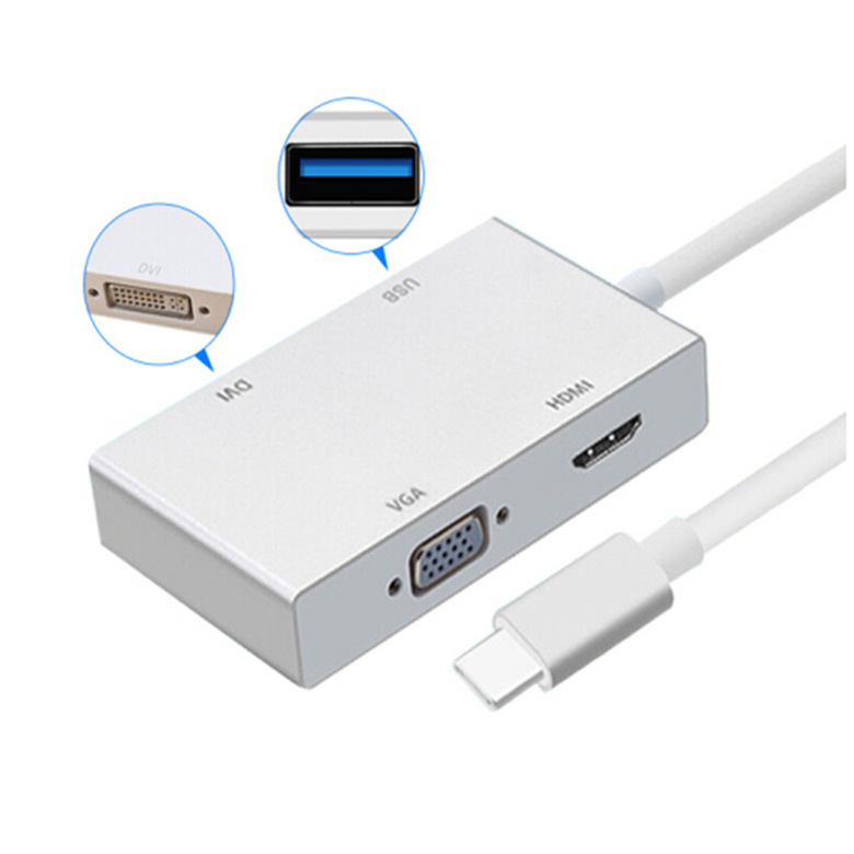 Type-C TO HDMI VGA DVI docking station splitter four-in-one same display TO HDMI VGA adapter